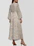 Women Floral Puff Sleeve Spring/Fall Dress V Neck Long Sleeve A-Line Dress