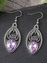 Personalized Retro Style Men And Women Inlaid Purple Zircon Earrings Fashionable Hollow Purple Crystal Earrings