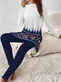 Women Floral Printing Two-Piece Set Daily Long Sleeve Casual Spring/Fall Top With Pants Matching Set