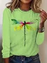 Casual Dragonfly Crew Neck Long Sleeve T-shirt