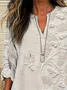 V Neck Long Sleeve 3D Floral Printing Regular Loose Blouse For Women