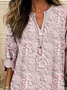 V Neck Long Sleeve Floral Printing Regular Loose Blouse For Women