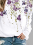 Casual Crew Neck Butterfly Sweatshirt Printing