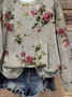 Casual Crew Neck Floral Sweatshirt Printing
