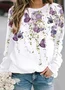 Casual Crew Neck Butterfly Sweatshirt Printing