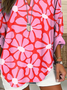 V Neck Long Sleeve Floral Printing Regular Loose Blouse For Women