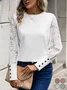 Women Sweatshirt Vintage Crew Neck Lace Jacquard Floral Elegant Top