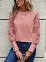 Women Sweatshirt Vintage Crew Neck Lace Jacquard Floral Elegant Top