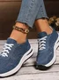 Casual Plain Breathable Lace-Up Low Heel Cortez Split Joint
