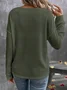Vintage Plain V Neck Long Sleeve T-shirt