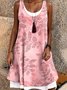 Women Floral Summer Dress Crew Neck Sleeveless A-Line Dress