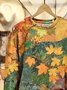 Women's Maple Leaves Art Print Crew Neck Sweatshirt