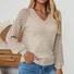 Casual Plain V Neck Long Sleeve T-shirt