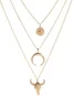 Electroplating Fashion Simple Alloy Bull Head Geometric Disc Eyes Horn Multi-layer Necklace