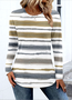 Casual Color Block Crew Neck Long Sleeve T-shirt