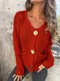 Women Cotton Plain Long Sleeve Comfy Casual Sweater