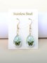 Butterfly Time Gem Dried Flower Gypsophila Lace Flower Pastoral Style Glass Earrings