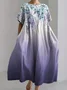 Women Floral Summer Dress Crew Neck Short Sleeve A-Line Dress