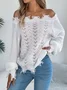 Women Cotton Plain Long Sleeve Comfy Casual Sweater