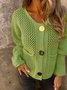 Women Cotton Plain Long Sleeve Comfy Casual Sweater