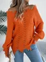 Women Cotton Plain Long Sleeve Comfy Casual Sweater