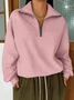 Casual V Neck Plain Sweatshirt