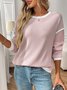 Casual Color Block Crew Neck Long Sleeve T-shirt