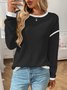 Casual Color Block Crew Neck Long Sleeve T-shirt