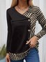 Casual Striped V Neck Long Sleeve T-shirt