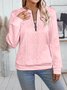 Casual V Neck Plain Sweatshirt