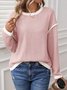 Casual Color Block Crew Neck Long Sleeve T-shirt
