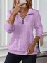 Casual V Neck Plain Sweatshirt