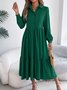 Women Plain Spring/Fall Dress Shirt Collar Long Sleeve A-Line Dress