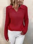Women Cotton Plain Long Sleeve Comfy Casual Sweater