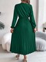 Women Plain Spring/Fall Dress V Neck Long Sleeve A-Line Dress