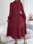 Women Plain Spring/Fall Dress Shirt Collar Long Sleeve A-Line Dress
