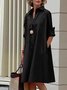Women Geometric Spring/Fall Dress Shawl Collar Long Sleeve Shirt Dress H-Line Dress