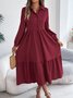 Women Plain Spring/Fall Dress Shirt Collar Long Sleeve A-Line Dress