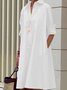 Women Geometric Spring/Fall Dress Shawl Collar Long Sleeve Shirt Dress H-Line Dress