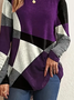 Casual Abstract Color Block Print Crew Neck Long Sleeve T-shirt