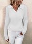 Women Cotton Plain Long Sleeve Comfy Casual Sweater