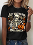 Casual Halloween Crew Neck Short Sleeve T-shirt