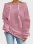 Casual Off The Shoulder Plain Sweatshirt