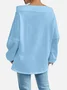 Casual Off The Shoulder Plain Sweatshirt