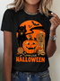 Casual Halloween Crew Neck Short Sleeve T-shirt