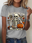 Casual Halloween Crew Neck Short Sleeve T-shirt