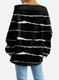 Casual Off The Shoulder Striped Sweatshirt