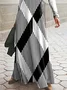 Women Striped Spring/Fall Dress Crew Neck Long Sleeve A-Line Dress