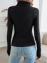 Casual Plain Mock Neck Long Sleeve T-shirt