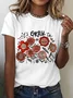 Casual Floral Crew Neck Short Sleeve T-shirt